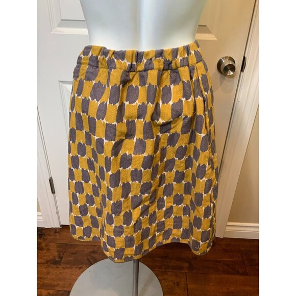 Boden Brown & Gray Geometric Patterned Mini Skirt Elastic Waist, Size 16 - Picture 6 of 7